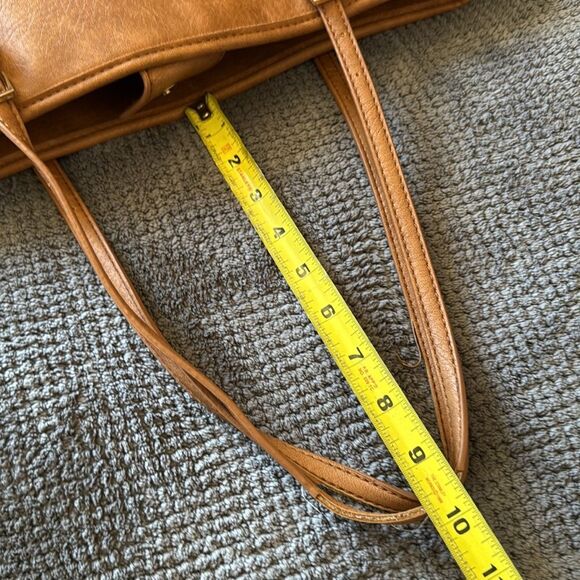 Urban Expressions‎ Brown Tote Bag Striped Interior Double Strap Buckle Detail - Picture 4 of 16